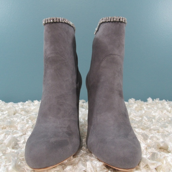 Badgley Mischka Gray Suede Ankle Boots - Picture 2 of 6